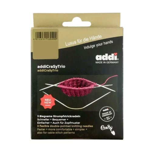 Accm307 Set Addi Crazy Trio, tre ferri calza snodabili da 21 cm per lavorare in tondo