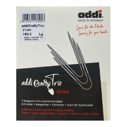 Set Addi Crazy Trio, tre ferri calza snodabili da 21 cm per lavorare in tondo confezione nuova