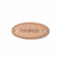 Etichetta ovale "handmade", prym 403796 pelle naturale mm 50 x 20