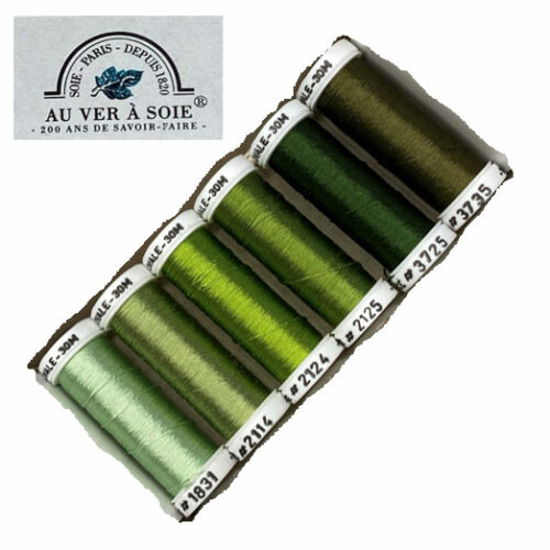 Seta ovale nm 1/16 au ver a soie, kit 6 rocchetti  VERDE/VERT