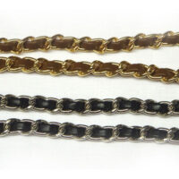 Catenella per borsetta con moschettoni, regolabile e con inserto in ecopelle  cm 120