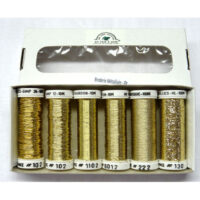 Orar283 Filo ricamo metallizzato oro Au Ver a Soie broderie metallisee-OR, kit 6 rocchetti varie tipi di filo
