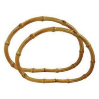 Manici per borsetta in bambu' ovale con base dritta rigida diametro esterno cm 20 x 14