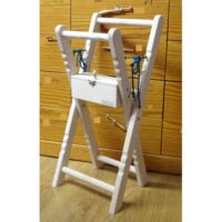 Supporto chiudibile per tombolo con cassetto centrale in legno naturale non verniciato