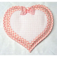 Fiocco nascita cuore bianco e rosa
