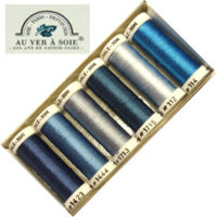 Seta ovale nm 1/16 au ver a soie, kit 6 rocchetti  BLEU ORAGE