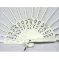 Struttura ventaglio legno, ragnetti bianco/argento cm 50,5