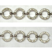 Catena metallo argento maglia tonda mm 15 con brillantini
