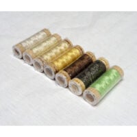 Brillo aurifil filato metallizzato kit 7 pezzi con rocchetto in legno