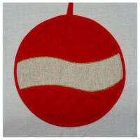 Jolly/sfera da appendere diametro cm 40 rosso natale  e banda in lino emiane 11fili