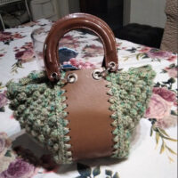 Abo394a Manici Dior in ecopelle lucida marrone con moschettone ad anello argento cm 15 x 13 2 pezzi