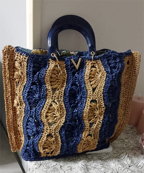 Abo394c Manici dior in ecopelle lucida blu con moschettone ad anello oro cm 15 x 13 2 pezzi
