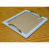 Vassoio shabby chic rettangolare  bianco/azzurro spazzolato cm 29,5 x 35,5/vetro cm 22,5x28,5