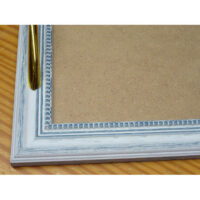 Vassoio shabby chic rettangolare  bianco/azzurro spazzolato cm 29,5 x 35,5/vetro cm 22,5x28,5
