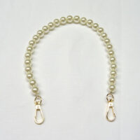manico perla  cm 40, perle bianche e moschettone colore oro
