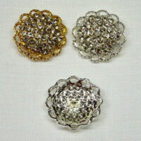 Bottone in metallo e cristalli mm 25, base argento o oro
