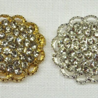 Bottone in metallo e cristalli mm 25, base argento o oro
