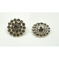 Bottone in metallo e cristalli mm 15, base argento