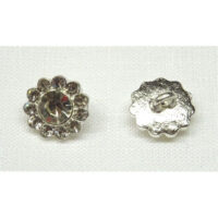 Bottone in metallo e cristalli mm 15, base argento