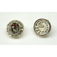 Bottone in metallo e cristalli mm 15, base argento