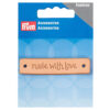 Etichetta rettangolare "made with love", prym 403797 pelle naturale mm 60 x 13