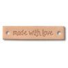 Etichetta rettangolare "made with love", prym 403797 pelle naturale mm 60 x 13 - immagine 2