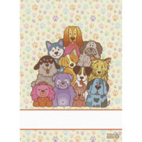 Tessitura artistica chierese, asciugapiatti Woof cmy sfondo orme (58 fori) cm 49x69