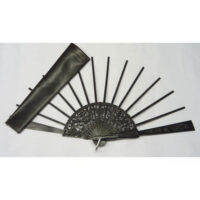 Struttura ventaglio ebano "ovali" cm 46/custodia pelle