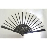 Struttura ventaglio in legno "Floreale" nero cm 48/ custodia pelle