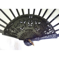 Struttura ventaglio in legno "Floreale" nero cm 48/ custodia pelle