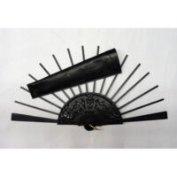 Struttura ventaglio in legno "Floreale" nero cm 48/ custodia pelle