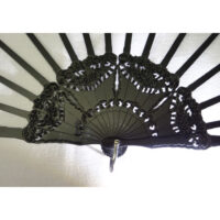 Struttura ventaglio in legno "cuorfiore" nero cm 46/custodia pelle