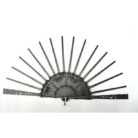 Struttura ventaglio in legno "cuorfiore" nero cm 46/custodia pelle
