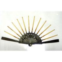 Struttura ventaglio ebano "Acqua" cm 48/ custodia pelle