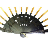 Struttura ventaglio ebano "Acqua" cm 48/ custodia pelle
