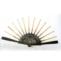 Struttura ventaglio ebano "Acqua" cm 48/ custodia pelle