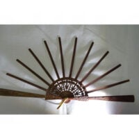 Struttura ventaglio in legno Santo "margherite" cm35/custodia in pelle