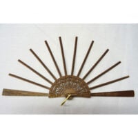 Struttura ventaglio in legno Santo "margherite" cm35/custodia in pelle