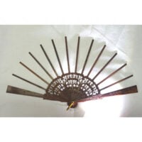 Struttura ventaglio in legno Santo "Roselline" cm43/custodia in pelle