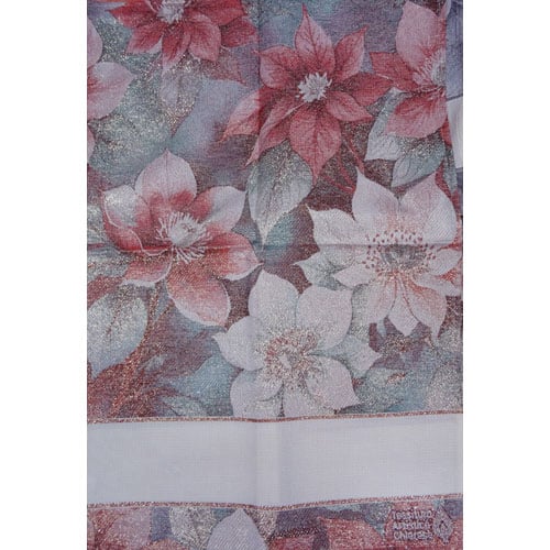 Asciughello chierese " Fiori di Natale lurex" cm 49 x 69