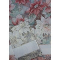 Asciughello chierese " Fiori di Natale lurex" cm 49 x 69