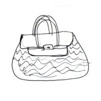 Borsa "birkin" nero, beige fondo cm 24 x 8