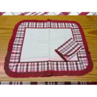 Tovaglietta americana  cm 55 x 45 scozzese rosso e aida panna