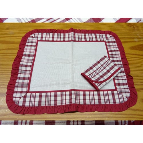 Tovaglietta americana  cm 55 x 45 scozzese rosso e aida panna
