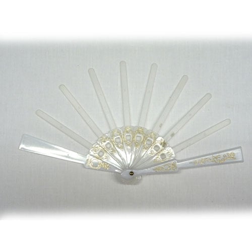 Struttura  ventaglio traforato plastica bianco/oro piccolo cm 22,5