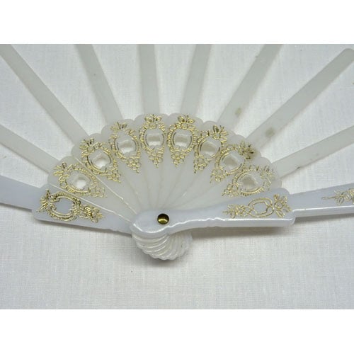 Struttura  ventaglio traforato plastica bianco/oro piccolo cm 22,5
