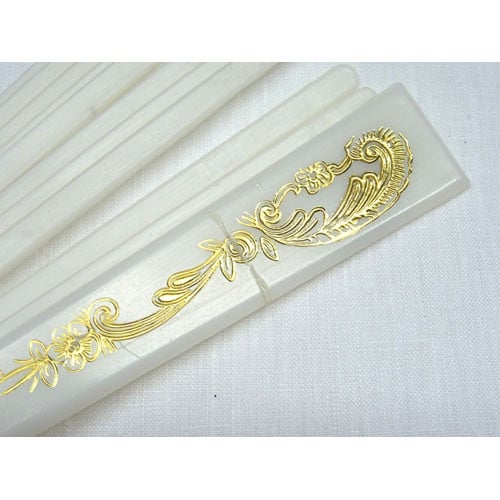 Struttura ventaglio traforato  plastica bianco/oro cm 43,5 rovinato