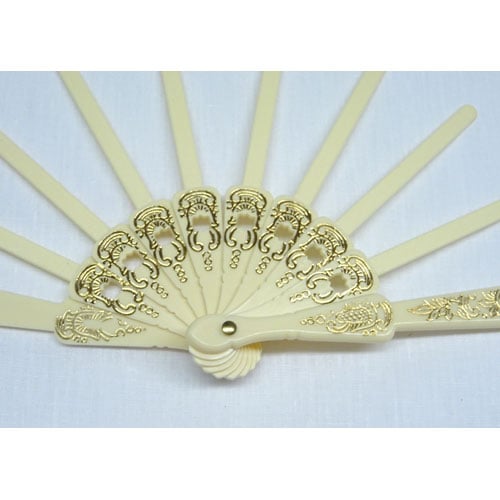 Struttura  ventaglio traforato plastica avorio/oro piccolo cm 22,5