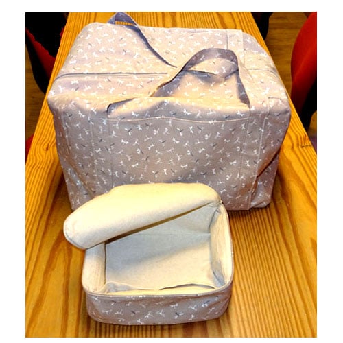 Borsa portatombolo ecrù fantasia libellule con bacinella