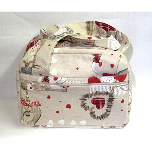 Tombolo da viaggio Pois, borsa e tombolo con cestino cm 24